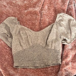 Polka dot scrunch waist blouse